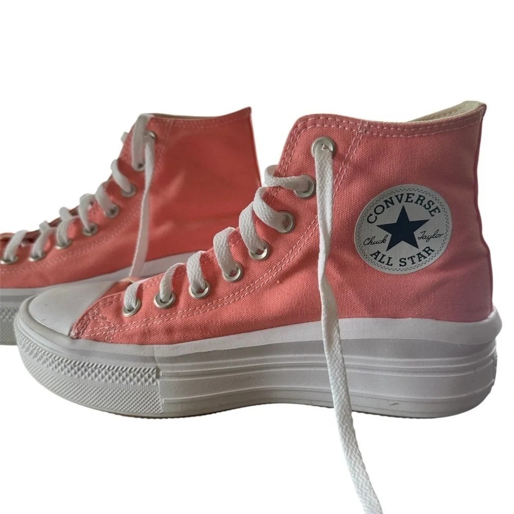 Converse Women’s Platform, Flamingo Pink and White High-Top Sneakers Sz 8.5